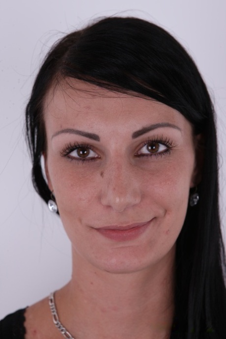 Dark haired amateur Sylva takes a seat on a stool after getting totally naked 67950220