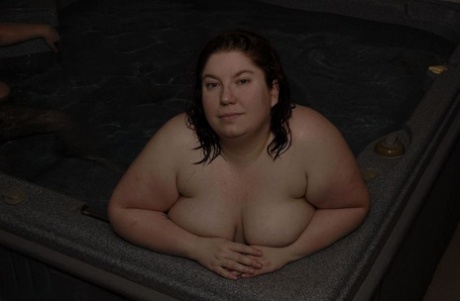 Naked BBW Black Widow AK relaxes in a hot tub with her fat lesbian lover 92572863