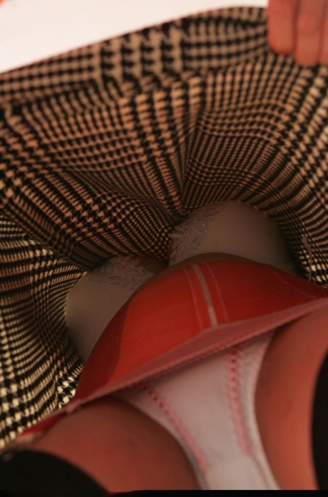 Older amateur Miss Abigail removes a girdle to display her cotton underwear 72215512