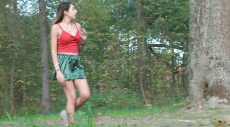 White girl Diana Sweet pees over a drainage pipe while out for a walk 34624275