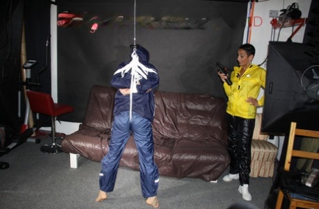 Submissive girl is restrained and ball gagged during lezdom play 88283690