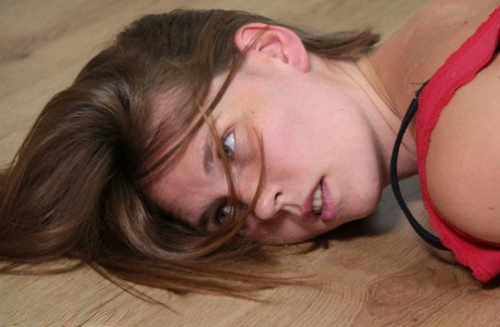 Clothed white girl finds herself hogtied with chains in a skirt and hose 60374840