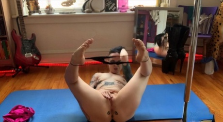 Tattooed chick Vex Voltage exercises before toying her pussy and asshole 24798740