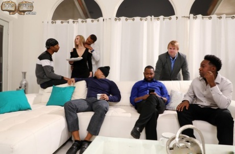 Blonde wife Lilly James gets gangbanged by black men in front of her cuckold 90794746