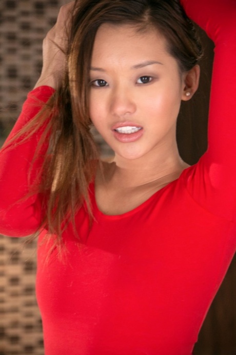 Sexy amateur Asian girl naked on her knees showing tight teen ass 52576632