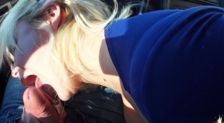 Blonde hooker Alice Frost sucks a cock in front seat of car 80315001
