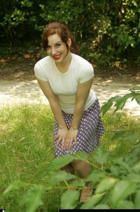 Stupendous fetish MILF in stockings slipping off her clothes outdoor 88489886